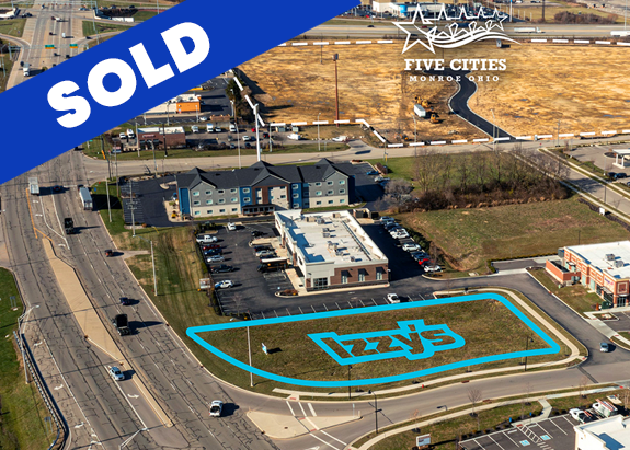 Aerial photo of Monroe Center 0.8 Acres SOLD